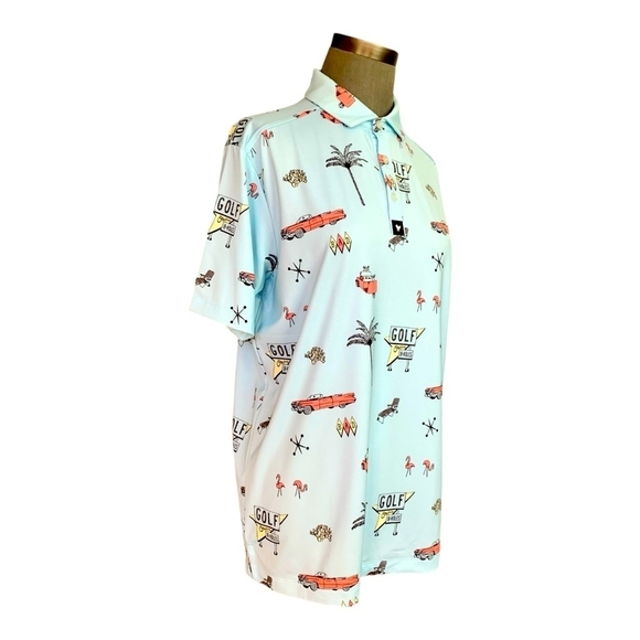 Polo Shirt Men’s Bad Birdie The Drive In Print T-shirt Blue Short Sleeve Tee - Picture 7 of 10